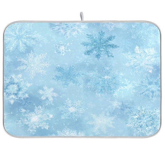 Kitchen Drying Mat Kitchen Drying Pad 16x18In Drying Dish Mat Dish Drying Mats Kitchen Countertop Multi-Function Drain Drying Mat Blue Snowflakes