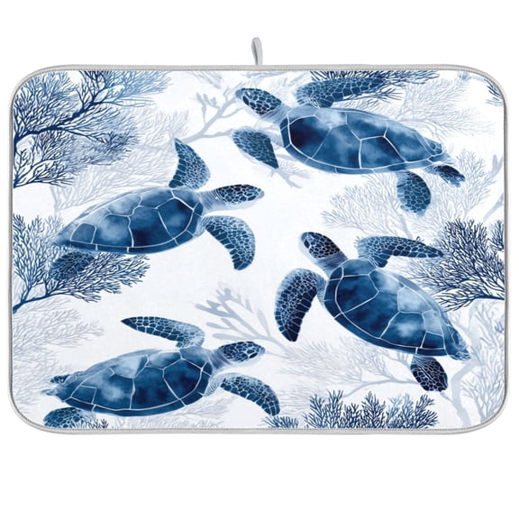 Kitchen Drying Mat Kitchen Drying Pad 16x18In Drying Dish Mat Dish Drying Mats Kitchen Countertop Multi-Function Drain Drying Mat Blue Turtle