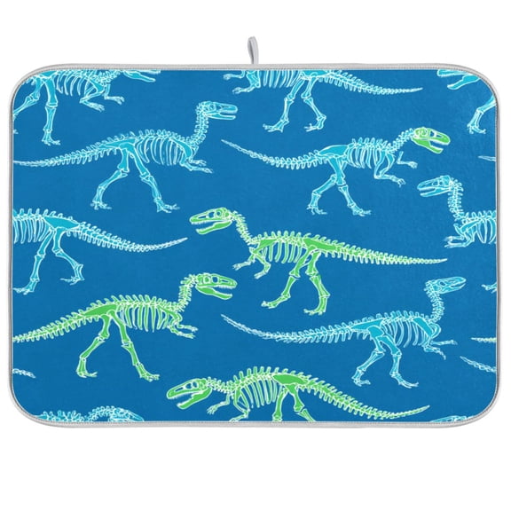 Kitchen Drying Mat Kitchen Drying Pad 16x18In Drying Dish Mat Dish Drying Mats Kitchen Countertop Multi-Function Drain Drying Mat Bright Blue Dinosaur Pattern