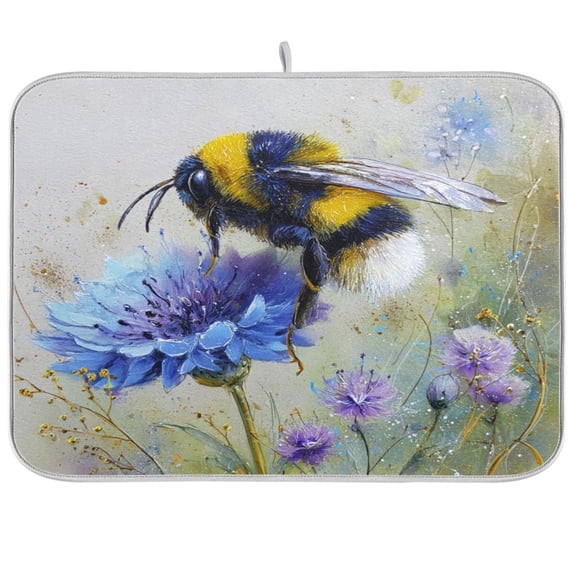 Kitchen Drying Mat Kitchen Drying Pad 16x18In Drying Dish Mat Dish Drying Mats Kitchen Countertop Multi-Function Drain Drying Mat Bumblebee on Flowers