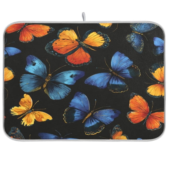 Kitchen Drying Mat Kitchen Drying Pad 16x18In Drying Dish Mat Dish Drying Mats Kitchen Countertop Multi-Function Drain Drying Mat Butterflies Various Colors
