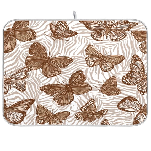 Kitchen Drying Mat Kitchen Drying Pad 16x18In Drying Dish Mat Dish Drying Mats Kitchen Countertop Multi-Function Drain Drying Mat Butterflies and Zebra