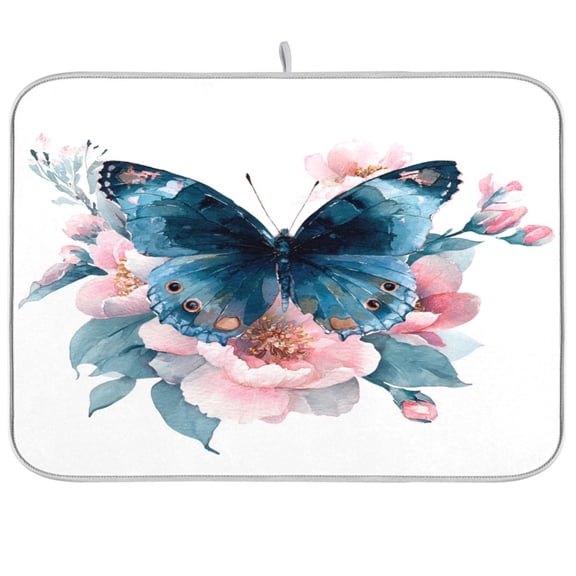 Kitchen Drying Mat Kitchen Drying Pad 16x18In Drying Dish Mat Dish Drying Mats Kitchen Countertop Multi-Function Drain Drying Mat Butterfly Cute