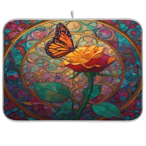 Kitchen Drying Mat Kitchen Drying Pad 16x18In Drying Dish Mat Dish Drying Mats Kitchen Countertop Multi-Function Drain Drying Mat Butterfly Vibrant Wing