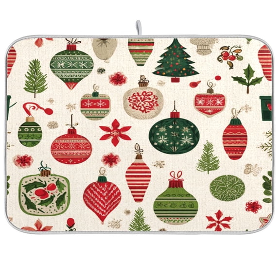Kitchen Drying Mat Kitchen Drying Pad 16x18In Drying Dish Mat Dish Drying Mats Kitchen Countertop Multi-Function Drain Drying Mat Cartoon Christmas Element Pattern