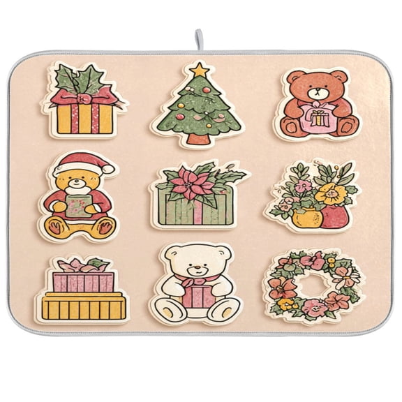 Kitchen Drying Mat Kitchen Drying Pad 16x18In Drying Dish Mat Dish Drying Mats Kitchen Countertop Multi-Function Drain Drying Mat Cartoon Christmas Patterns