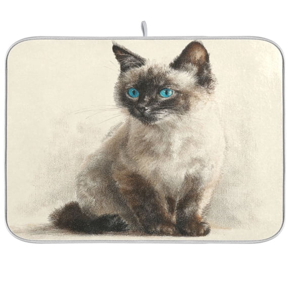 Kitchen Drying Mat Kitchen Drying Pad 16x18In Drying Dish Mat Dish Drying Mats Kitchen Countertop Multi-Function Drain Drying Mat Cat Sitting on Ground