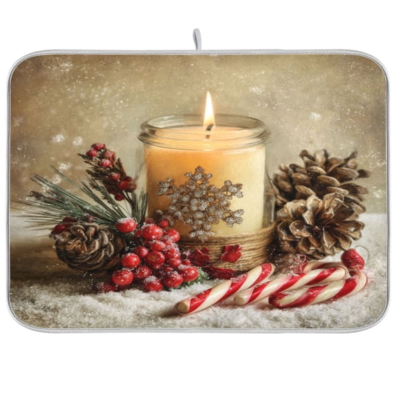 Kitchen Drying Mat Kitchen Drying Pad 16x18In Drying Dish Mat Dish Drying Mats Kitchen Countertop Multi-Function Drain Drying Mat Christmas Candle