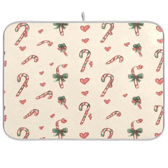 Kitchen Drying Mat Kitchen Drying Pad 16x18In Drying Dish Mat Dish Drying Mats Kitchen Countertop Multi-Function Drain Drying Mat Christmas Candy Cane