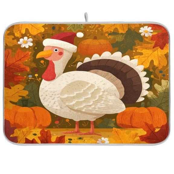 Kitchen Drying Mat Kitchen Drying Pad 16x18In Drying Dish Mat Dish Drying Mats Kitchen Countertop Multi-Function Drain Drying Mat Christmas Chicken