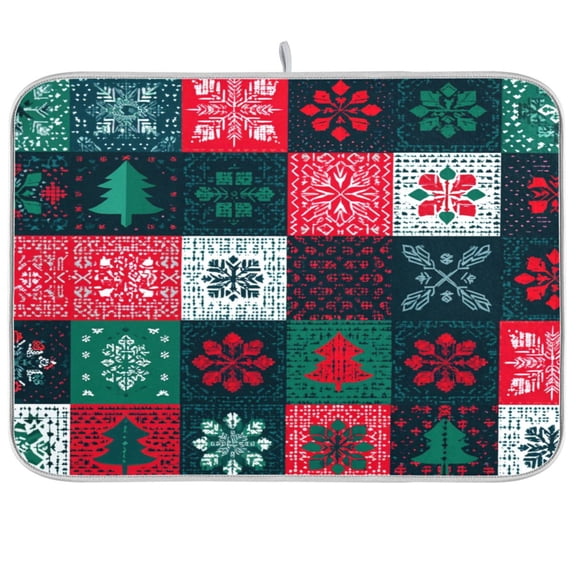 Kitchen Drying Mat Kitchen Drying Pad 16x18In Drying Dish Mat Dish Drying Mats Kitchen Countertop Multi-Function Drain Drying Mat Christmas Element Pattern