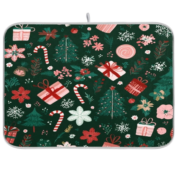 Kitchen Drying Mat Kitchen Drying Pad 16x18In Drying Dish Mat Dish Drying Mats Kitchen Countertop Multi-Function Drain Drying Mat Christmas Elements