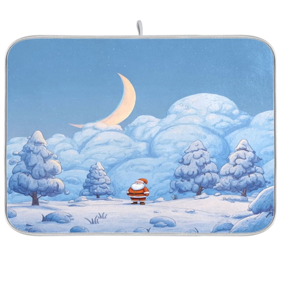 Kitchen Drying Mat Kitchen Drying Pad 16x18In Drying Dish Mat Dish Drying Mats Kitchen Countertop Multi-Function Drain Drying Mat Christmas Forest