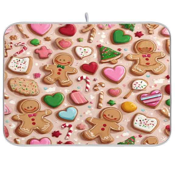 Kitchen Drying Mat Kitchen Drying Pad 16x18In Drying Dish Mat Dish Drying Mats Kitchen Countertop Multi-Function Drain Drying Mat Christmas Gingerbread Man