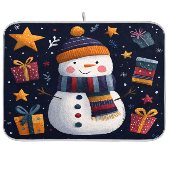 Kitchen Drying Mat Kitchen Drying Pad 16x18In Drying Dish Mat Dish Drying Mats Kitchen Countertop Multi-Function Drain Drying Mat Christmas Snowman Beautiful