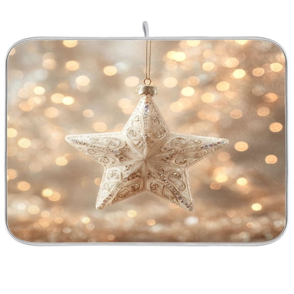 Kitchen Drying Mat Kitchen Drying Pad 16x18In Drying Dish Mat Dish Drying Mats Kitchen Countertop Multi-Function Drain Drying Mat Christmas Star
