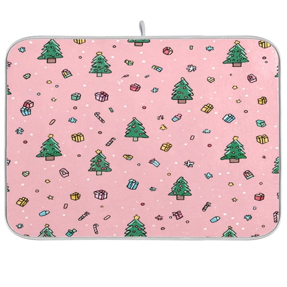 Kitchen Drying Mat Kitchen Drying Pad 16x18In Drying Dish Mat Dish Drying Mats Kitchen Countertop Multi-Function Drain Drying Mat Christmas Tree Green