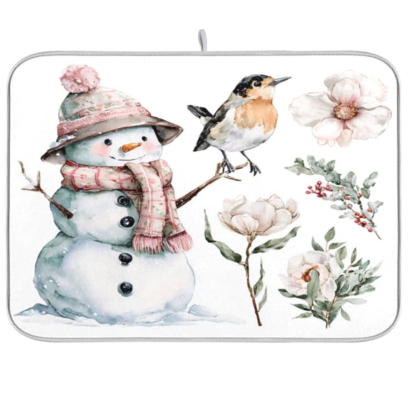 Kitchen Drying Mat Kitchen Drying Pad 16x18In Drying Dish Mat Dish Drying Mats Kitchen Countertop Multi-Function Drain Drying Mat Christmas Winter Flowers