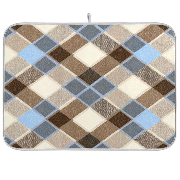 Kitchen Drying Mat Kitchen Drying Pad 16x18In Drying Dish Mat Dish Drying Mats Kitchen Countertop Multi-Function Drain Drying Mat Classic Earthy Argyle Pattern
