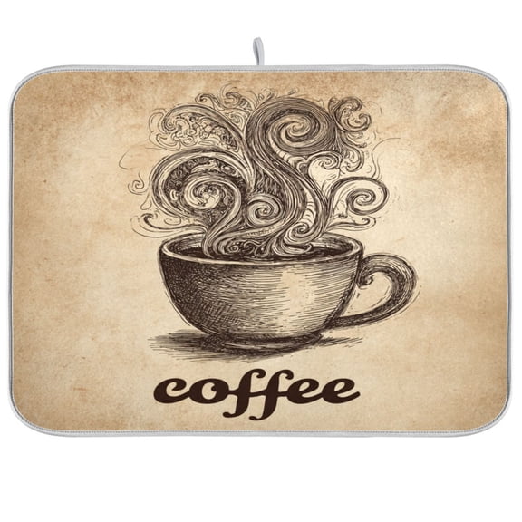Kitchen Drying Mat Kitchen Drying Pad 16x18In Drying Dish Mat Dish Drying Mats Kitchen Countertop Multi-Function Drain Drying Mat Coffee Cup Art