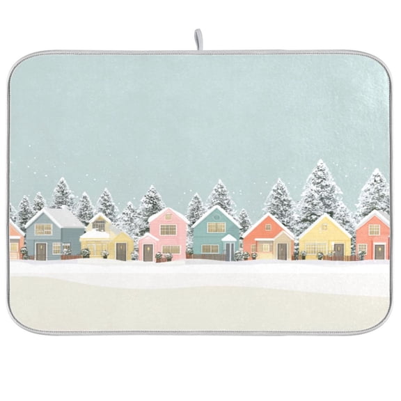 Kitchen Drying Mat Kitchen Drying Pad 16x18In Drying Dish Mat Dish Drying Mats Kitchen Countertop Multi-Function Drain Drying Mat Colorful Christmas House
