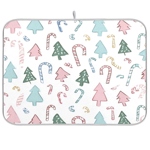 Kitchen Drying Mat Kitchen Drying Pad 16x18In Drying Dish Mat Dish Drying Mats Kitchen Countertop Multi-Function Drain Drying Mat Colorful Christmas Tree Cute