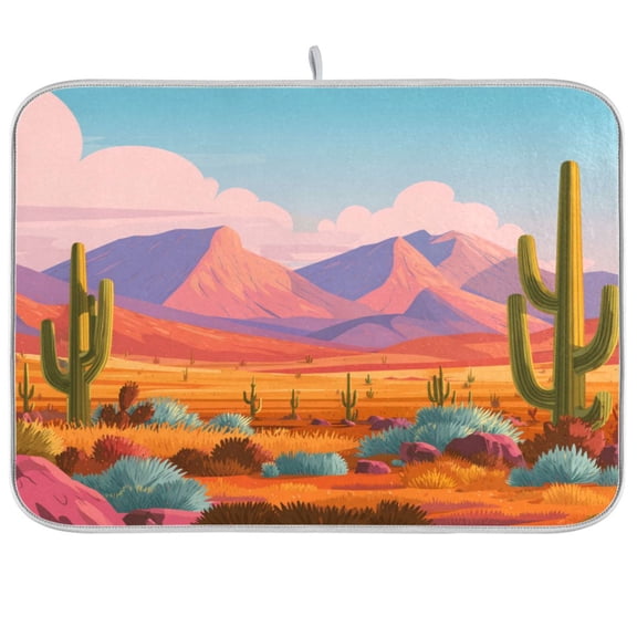 Kitchen Drying Mat Kitchen Drying Pad 16x18In Drying Dish Mat Dish Drying Mats Kitchen Countertop Multi-Function Drain Drying Mat Colorful Desert Landscape