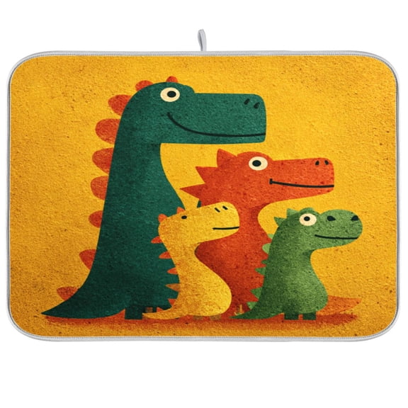 Kitchen Drying Mat Kitchen Drying Pad 16x18In Drying Dish Mat Dish Drying Mats Kitchen Countertop Multi-Function Drain Drying Mat Colorful Dinosaurs