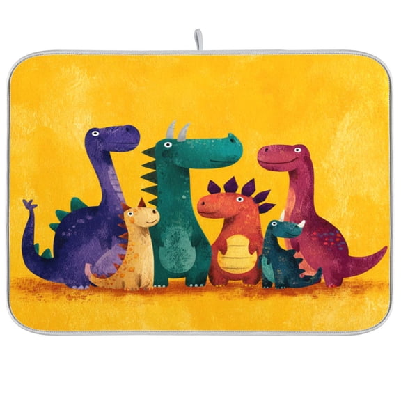 Kitchen Drying Mat Kitchen Drying Pad 16x18In Drying Dish Mat Dish Drying Mats Kitchen Countertop Multi-Function Drain Drying Mat Colorful Dinosaurs