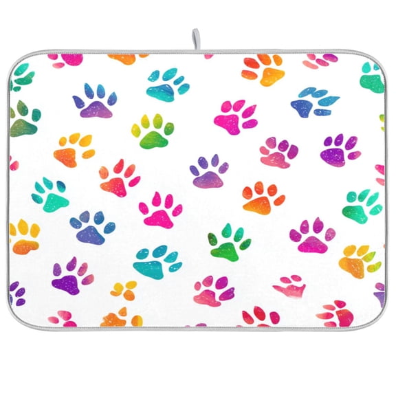 Kitchen Drying Mat Kitchen Drying Pad 16x18In Drying Dish Mat Dish Drying Mats Kitchen Countertop Multi-Function Drain Drying Mat Colorful Dog Paws