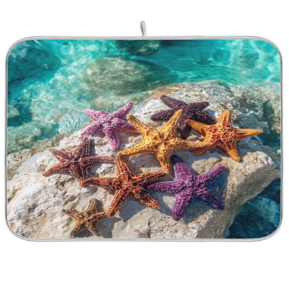 Kitchen Drying Mat Kitchen Drying Pad 16x18In Drying Dish Mat Dish Drying Mats Kitchen Countertop Multi-Function Drain Drying Mat Colorful Starfish