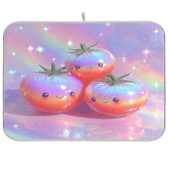 Kitchen Drying Mat Kitchen Drying Pad 16x18In Drying Dish Mat Dish Drying Mats Kitchen Countertop Multi-Function Drain Drying Mat Colorful Tomatoes