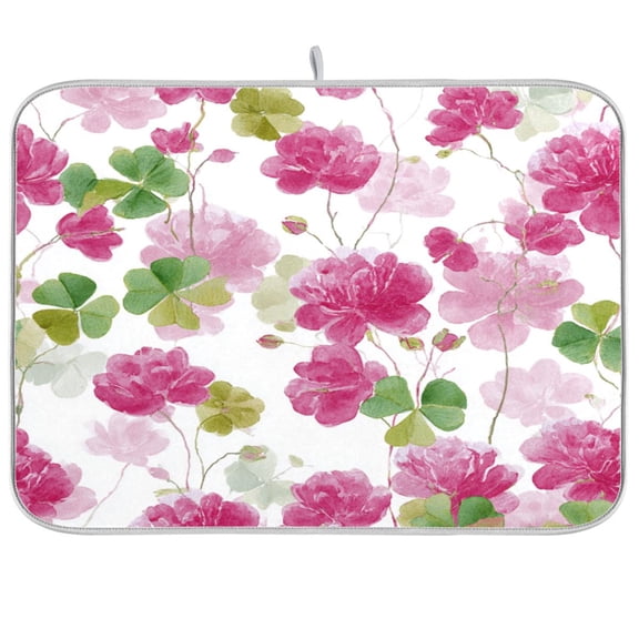 Kitchen Drying Mat Kitchen Drying Pad 16x18In Drying Dish Mat Dish Drying Mats Kitchen Countertop Multi-Function Drain Drying Mat Colorful Watercolor Roses
