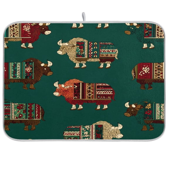 Kitchen Drying Mat Kitchen Drying Pad 16x18In Drying Dish Mat Dish Drying Mats Kitchen Countertop Multi-Function Drain Drying Mat Cool Cattle
