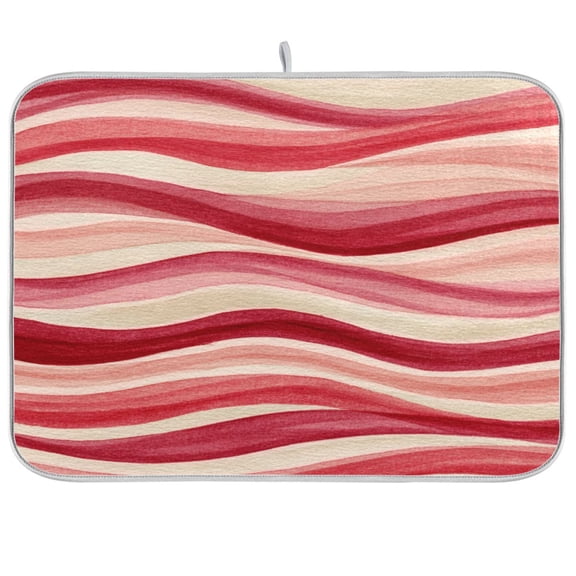 Kitchen Drying Mat Kitchen Drying Pad 16x18In Drying Dish Mat Dish Drying Mats Kitchen Countertop Multi-Function Drain Drying Mat Coral Waves Wavy Stripes