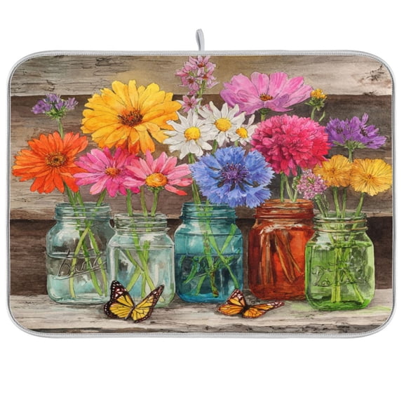 Kitchen Drying Mat Kitchen Drying Pad 16x18In Drying Dish Mat Dish Drying Mats Kitchen Countertop Multi-Function Drain Drying Mat Country Style Vase