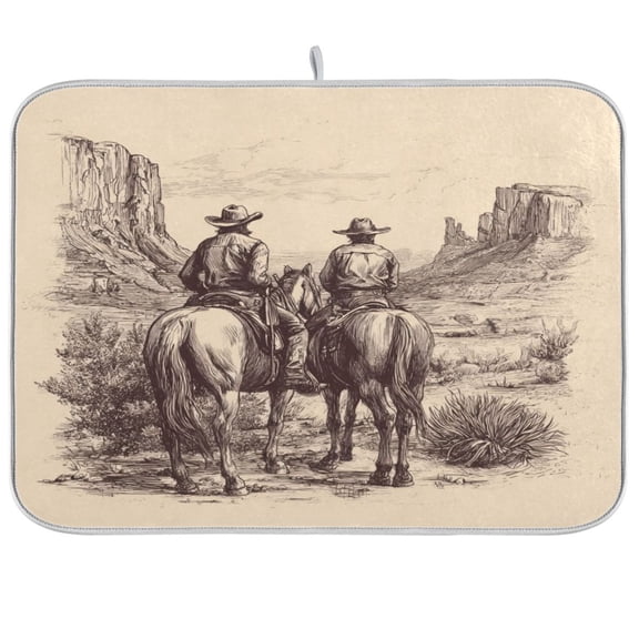 Kitchen Drying Mat Kitchen Drying Pad 16x18In Drying Dish Mat Dish Drying Mats Kitchen Countertop Multi-Function Drain Drying Mat Cowboys Horse Desert