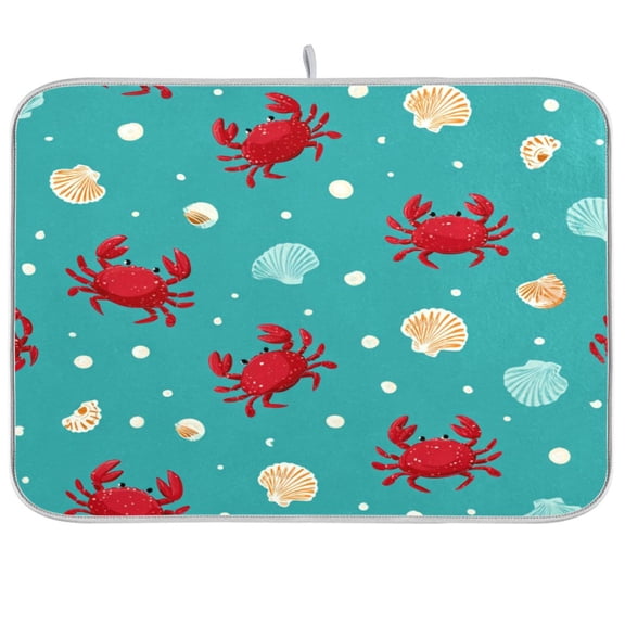 Kitchen Drying Mat Kitchen Drying Pad 16x18In Drying Dish Mat Dish Drying Mats Kitchen Countertop Multi-Function Drain Drying Mat Crab Shell Seamless Pattern
