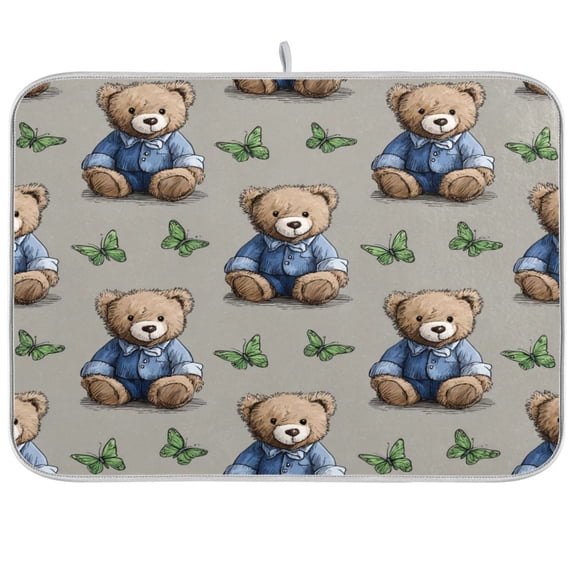 Kitchen Drying Mat Kitchen Drying Pad 16x18In Drying Dish Mat Dish Drying Mats Kitchen Countertop Multi-Function Drain Drying Mat Cute Bear Seamless