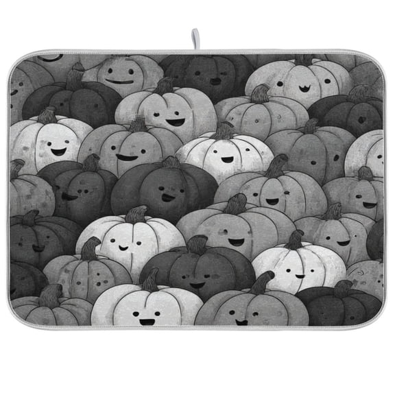 Kitchen Drying Mat Kitchen Drying Pad 16x18In Drying Dish Mat Dish Drying Mats Kitchen Countertop Multi-Function Drain Drying Mat Cute Black Pumpkin