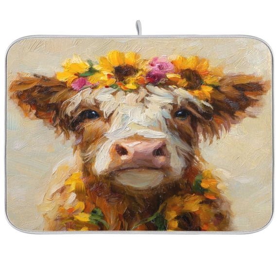 Kitchen Drying Mat Kitchen Drying Pad 16x18In Drying Dish Mat Dish Drying Mats Kitchen Countertop Multi-Function Drain Drying Mat Cute Calf
