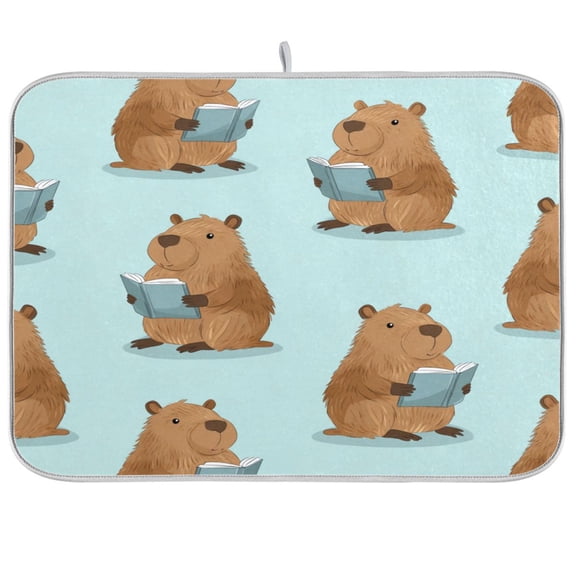 Kitchen Drying Mat Kitchen Drying Pad 16x18In Drying Dish Mat Dish Drying Mats Kitchen Countertop Multi-Function Drain Drying Mat Cute Capibara Seamless