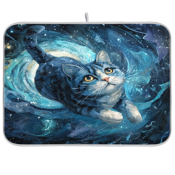 Kitchen Drying Mat Kitchen Drying Pad 16x18In Drying Dish Mat Dish Drying Mats Kitchen Countertop Multi-Function Drain Drying Mat Cute Cat