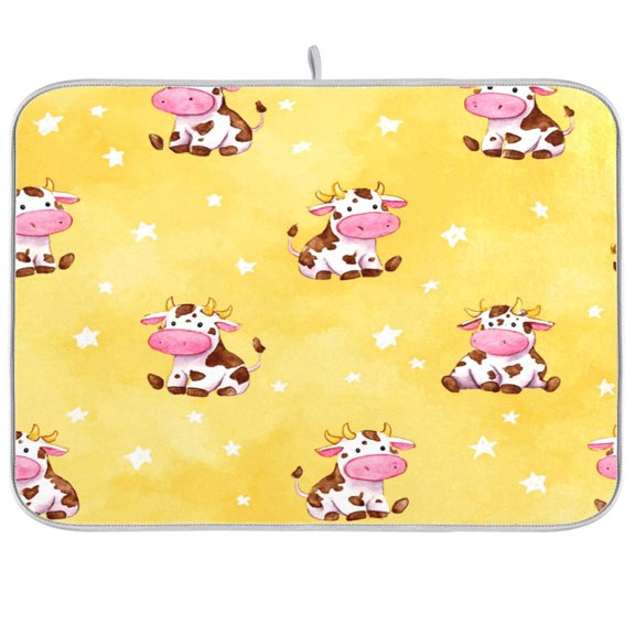 Kitchen Drying Mat Kitchen Drying Pad 16x18In Drying Dish Mat Dish Drying Mats Kitchen Countertop Multi-Function Drain Drying Mat Cute Cow Seamless