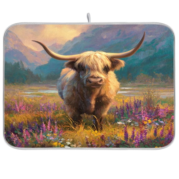 Kitchen Drying Mat Kitchen Drying Pad 16x18In Drying Dish Mat Dish Drying Mats Kitchen Countertop Multi-Function Drain Drying Mat Cute Cow