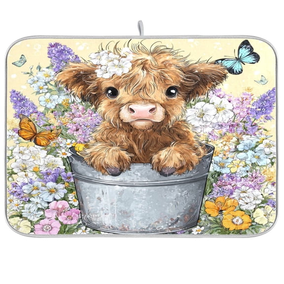 Kitchen Drying Mat Kitchen Drying Pad 16x18In Drying Dish Mat Dish Drying Mats Kitchen Countertop Multi-Function Drain Drying Mat Cute Highland