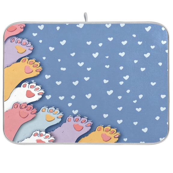 Kitchen Drying Mat Kitchen Drying Pad 16x18In Drying Dish Mat Dish Drying Mats Kitchen Countertop Multi-Function Drain Drying Mat Cute Paws