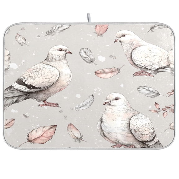 Kitchen Drying Mat Kitchen Drying Pad 16x18In Drying Dish Mat Dish Drying Mats Kitchen Countertop Multi-Function Drain Drying Mat Cute Pigeon