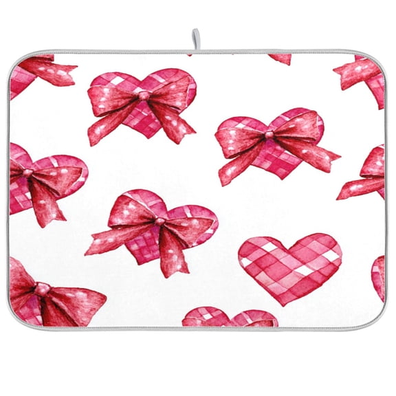 Kitchen Drying Mat Kitchen Drying Pad 16x18In Drying Dish Mat Dish Drying Mats Kitchen Countertop Multi-Function Drain Drying Mat Cute Pink Heart
