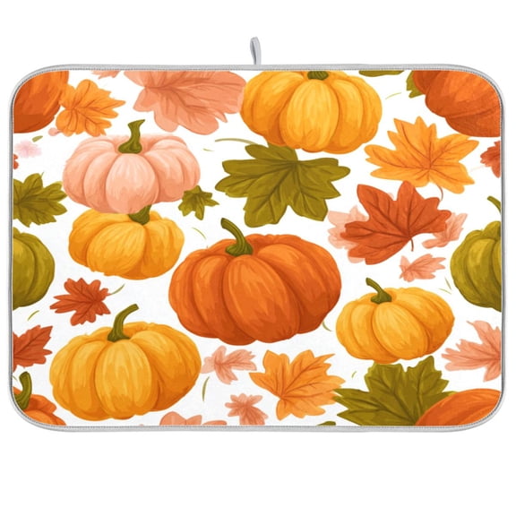 Kitchen Drying Mat Kitchen Drying Pad 16x18In Drying Dish Mat Dish Drying Mats Kitchen Countertop Multi-Function Drain Drying Mat Cute Pumpkin